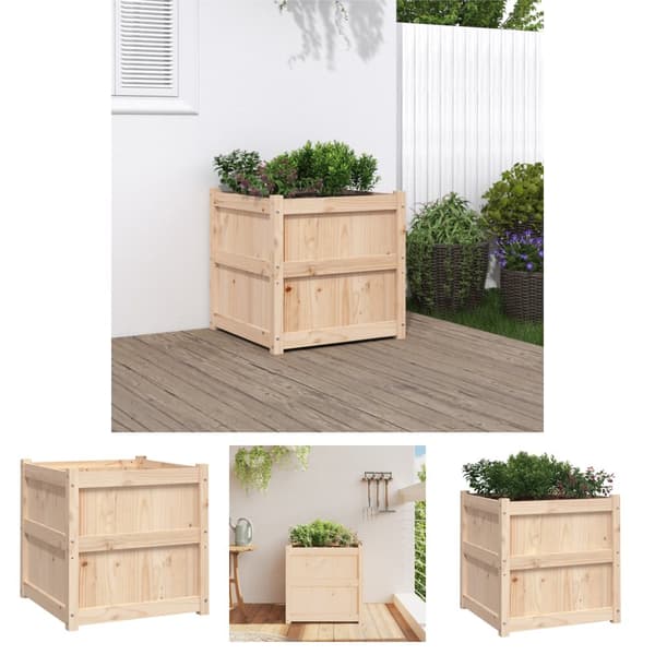The Living Store plantekasse 60x60x60 cm massivt fyrretræ -  Plantekrukker