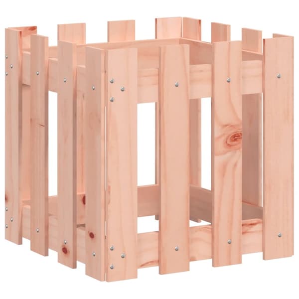 The Living Store Odlingslåda med staket-design 40x40x40 cm massivt douglasträ -  Krukor & odlingslådor