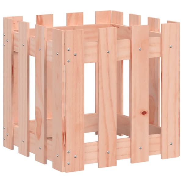 The Living Store Odlingslåda med staket-design 40x40x40 cm massivt douglasträ -  Krukor & odlingslådor