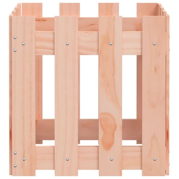 The Living Store Odlingslåda med staket-design 40x40x40 cm massivt douglasträ -  Krukor & odlingslådor