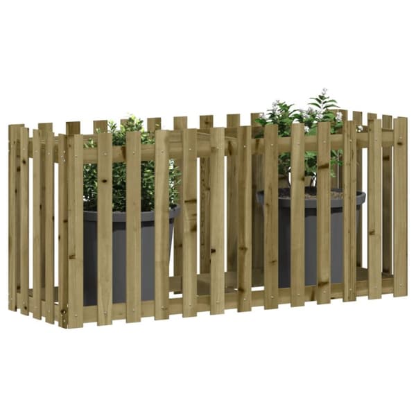 The Living Store højbed med stakitdesign 150x50x70 cm imprægneret fyrretræ -  Plantekrukker