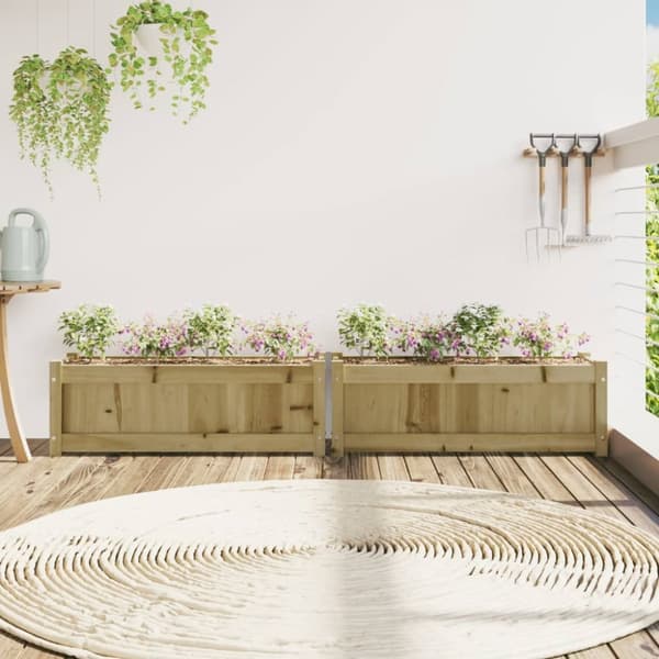 The Living Store plantekasser 2 stk. imprægneret fyrretræ -  Plantekrukker