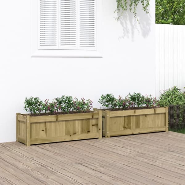 The Living Store plantekasser 2 stk. imprægneret fyrretræ -  Plantekrukker