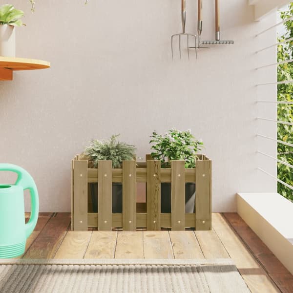 The Living Store Odlingslåda med staket-design 60x30x30 cm impregnerad furu - Krukor & odlingslådor