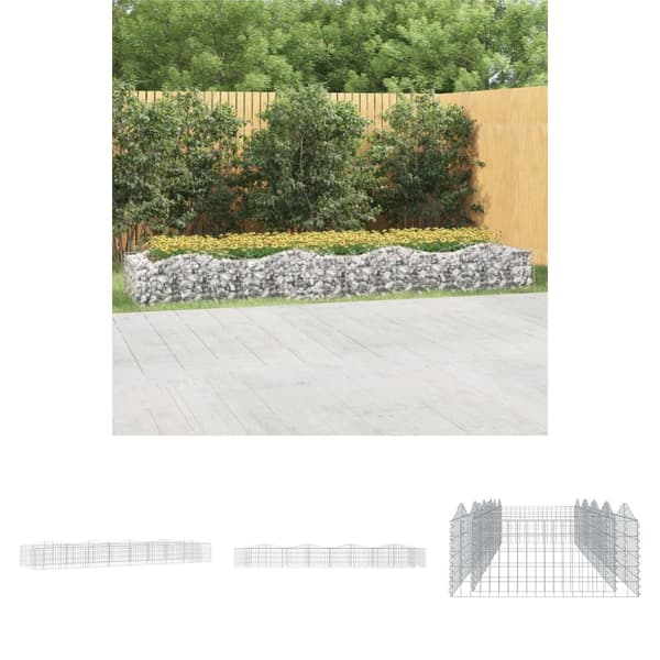 The Living Store buet gabion-højbed 400x100x50 cm galvaniseret jern -  Plantekrukker