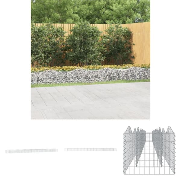 The Living Store buet gabion-højbed 800x50x50 cm galvaniseret jern -  Plantekrukker