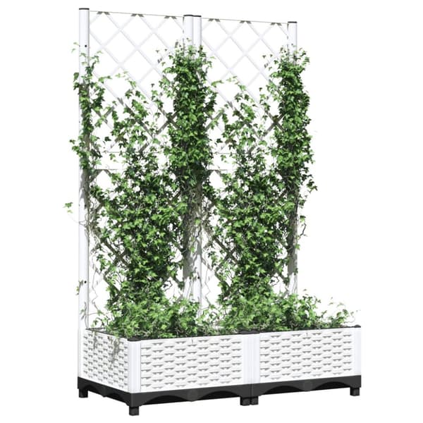 The Living Store plantekasse med espalier 80x40x121,5 cm PP hvid -  Plantekrukker