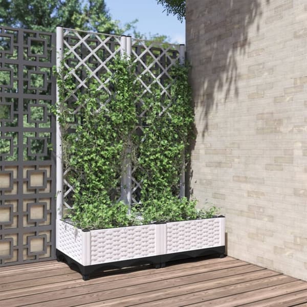 The Living Store plantekasse med espalier 80x40x121,5 cm PP hvid -  Plantekrukker