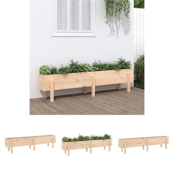 The Living Store Odlingslåda på ben 160x30x38 cm massiv furu -  Krukor & odlingslådor