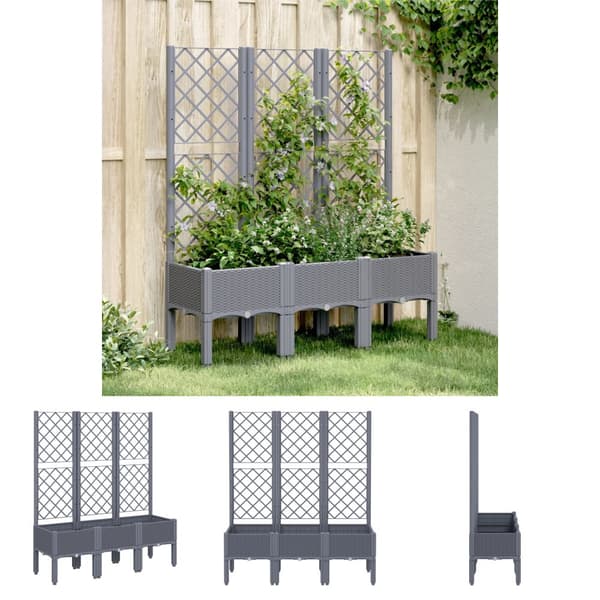 The Living Store plantekasse med espalier 120x40x142 cm PP grå -  Plantekrukker