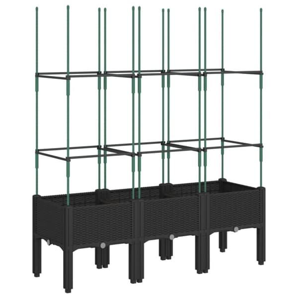 The Living Store Odlingslåda med spaljé svart 120x40x142,5 cm PP -  Krukor & odlingslådor