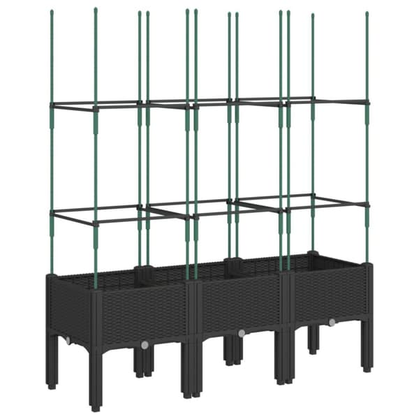 The Living Store Odlingslåda med spaljé svart 120x40x142,5 cm PP -  Krukor & odlingslådor