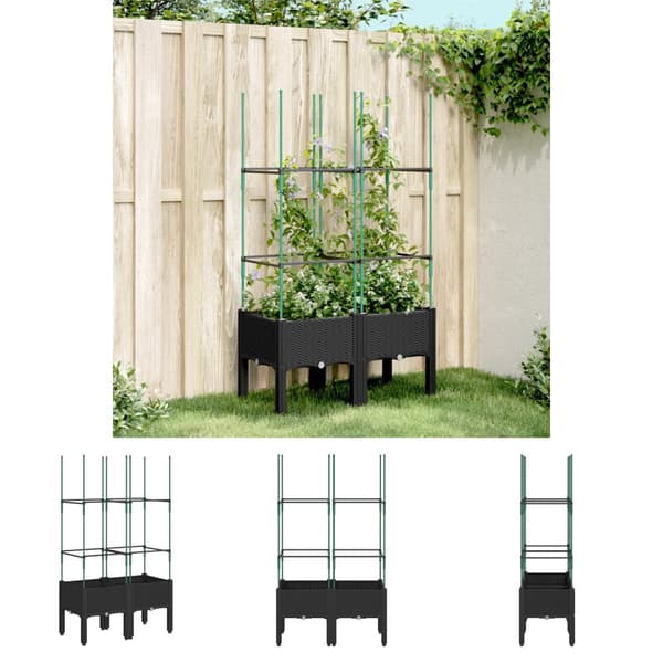 The Living Store plantekasse med espalier 80x40x142,5 cm PP sort -  Plantekrukker