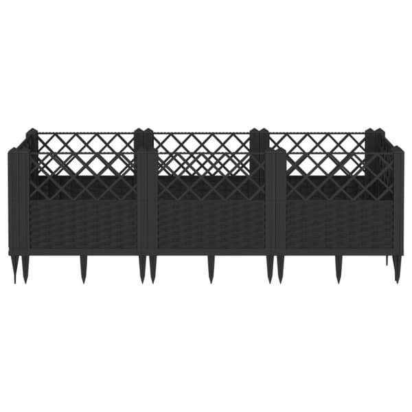 The Living Store plantekasse med spyd 123,5x43,5x43,5 cm PP sort -  Plantekrukker