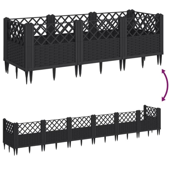 The Living Store plantekasse med spyd 123,5x43,5x43,5 cm PP sort -  Plantekrukker