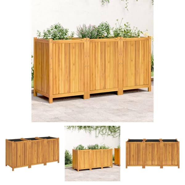 The Living Store plantekasse med for 150x50x75 cm massivt akacietræ -  Plantekrukker