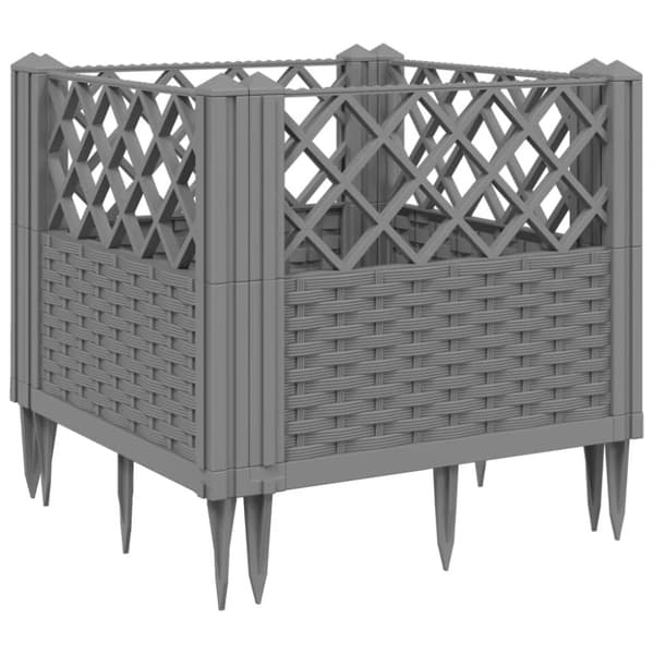 The Living Store plantekasse med spyd 43,5x43,5x43,5 cm PP lysegrå -  Plantekrukker