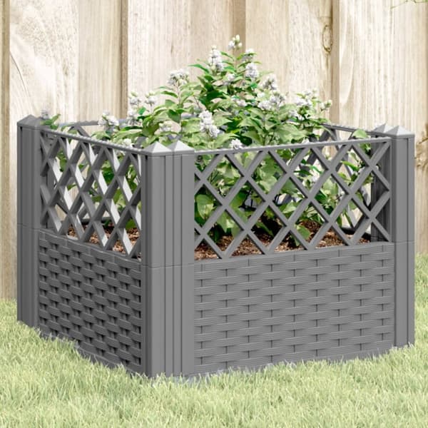 The Living Store plantekasse med spyd 43,5x43,5x43,5 cm PP lysegrå - Plantekrukker