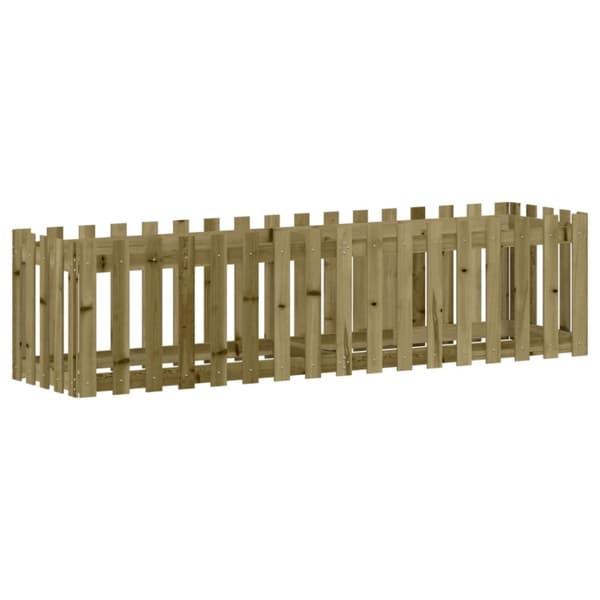 The Living Store højbed med stakitdesign 200x50x50 cm imprægneret fyrretræ -  Plantekrukker
