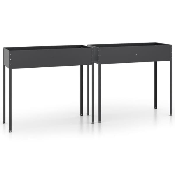 The Living Store plantekasser 2 stk. galvaniseret stål antracitgrå -  Plantekrukker