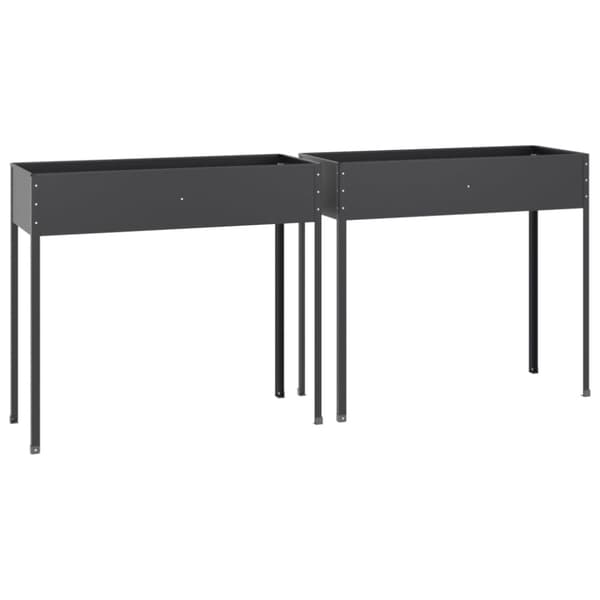 The Living Store plantekasser 2 stk. galvaniseret stål antracitgrå -  Plantekrukker