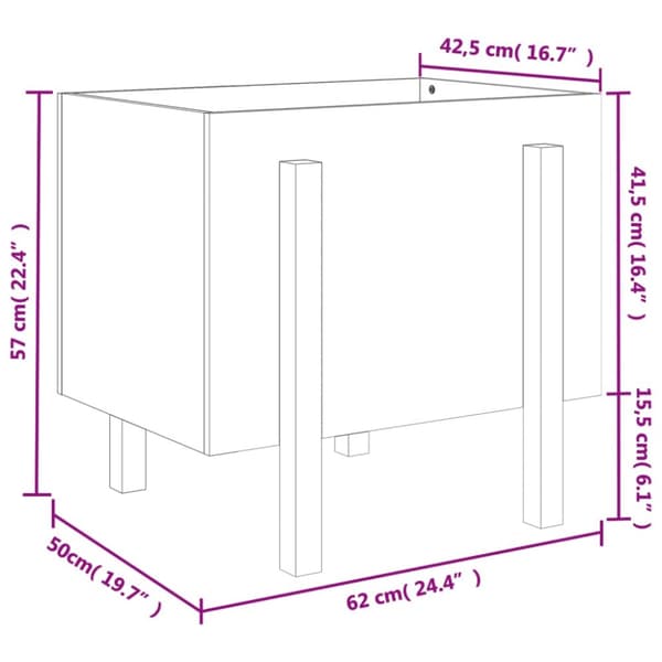 The Living Store plantekasse 62x50x57 cmmassivt fyrretræ grå - Plantekrukker