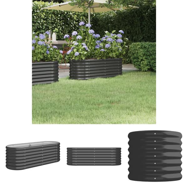 The Living Store Odlingslåda pulverlackerat stål 114x40x36 cm antracit -  Krukor & odlingslådor