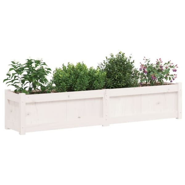 The Living Store plantekasse 150x31x31 cm massivt fyrretræ hvid - Plantekrukker