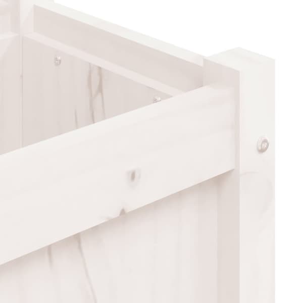 The Living Store plantekasse 150x31x31 cm massivt fyrretræ hvid -  Plantekrukker