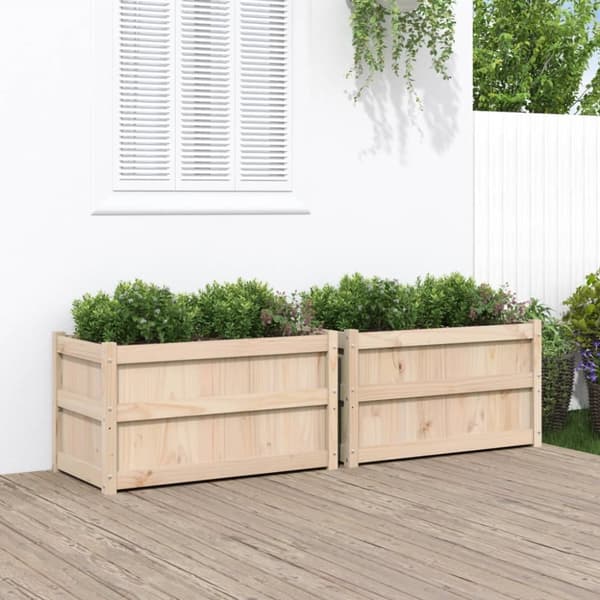 The Living Store plantekasser 2 stk. massivt fyrretræ -  Plantekrukker