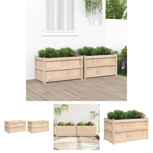 The Living Store plantekasser 2 stk. massivt fyrretræ -  Plantekrukker