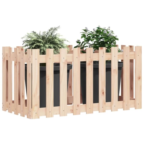 The Living Store højbed med stakitdesign 100x50x70 cm massivt fyrretræ - Plantekrukker