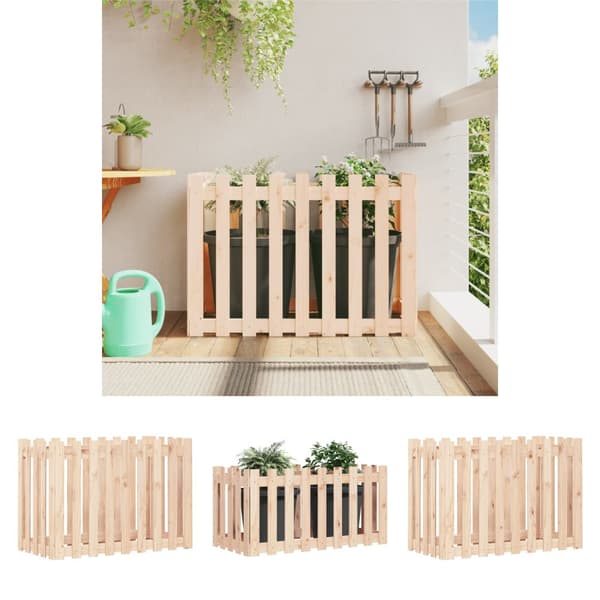 The Living Store højbed med stakitdesign 100x50x70 cm massivt fyrretræ - Plantekrukker