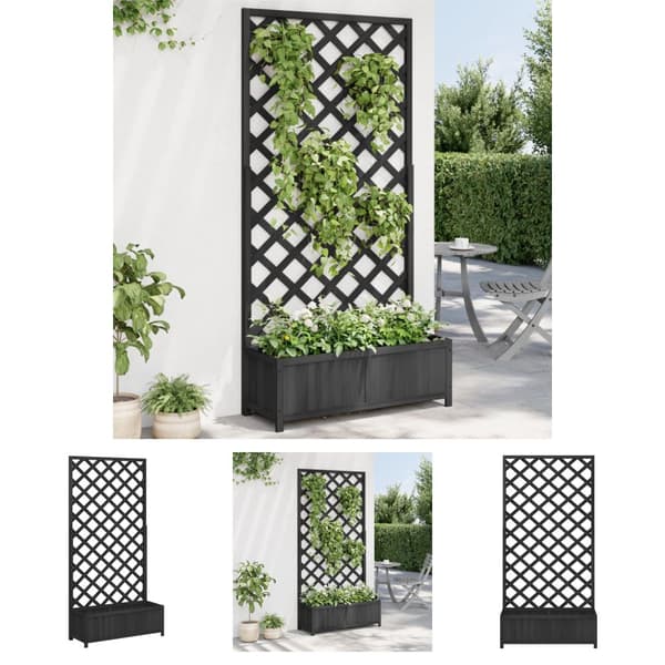 The Living Store plantekasse med espalier massivt grantræ sort -  Plantekrukker