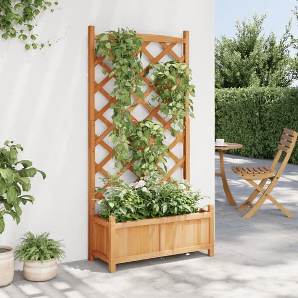 The Living Store Odlingslåda med spaljé brun massivt granträ -  Krukor & odlingslådor