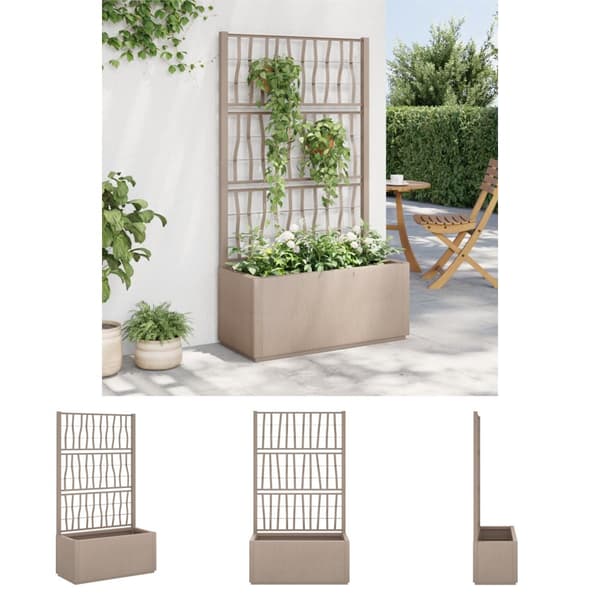 The Living Store plantekasse med espalier 80x36x140 cm PP lysebrun -  Plantekrukker