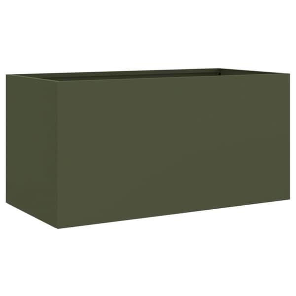 The Living Store Odlingslåda olivgrön 62x30x29 cm kallvalsat stål - Krukor & odlingslådor