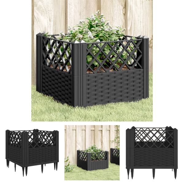 The Living Store plantekasse med spyd 43,5x43,5x43,5 cm PP brun -  Plantekrukker