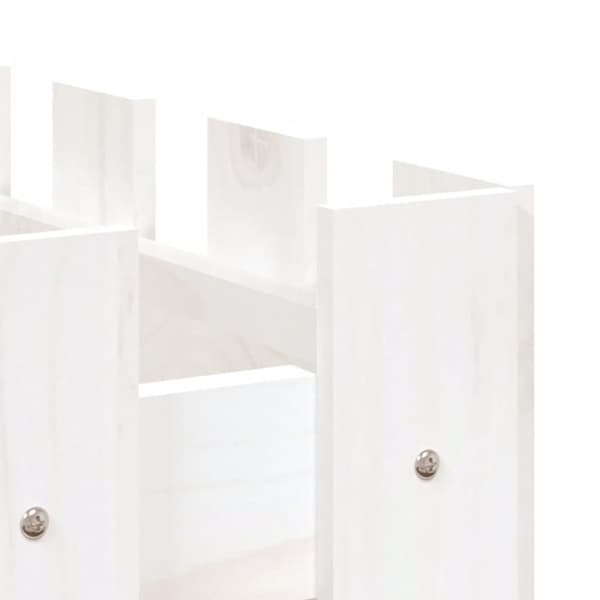 The Living Store højbed med stakitdesign 150x30x30 cm massivt fyrretræ hvid -  Plantekrukker