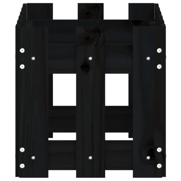 The Living Store plantekasse med stakitdesign 60x30x30 cm massivt fyrretræ sort -  Plantekrukker