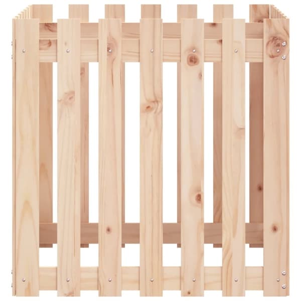 The Living Store plantekasse med stakitdesign 70x70x70 cm massivt fyrretræ -  Plantekrukker