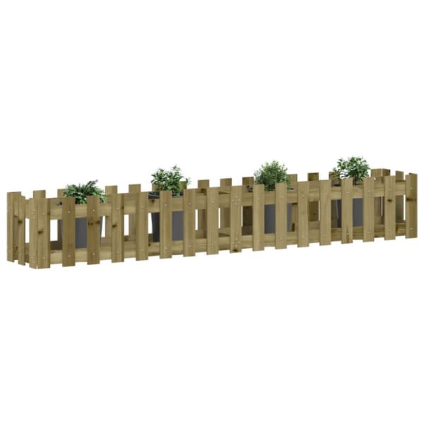 The Living Store højbed med stakitdesign 200x30x30 cm imprægneret fyrretræ -  Plantekrukker