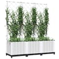 Pikkukuva 4 / 9: The Living Store Kukkalaatikko säleiköllä valkoinen 120x40x136 cm PP -  Kukkaruukut & istutuslaatikot