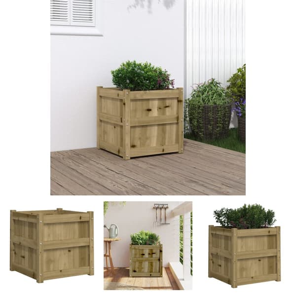 The Living Store plantekasse 50x50x50 cm imprægneret fyrretræ -  Plantekrukker