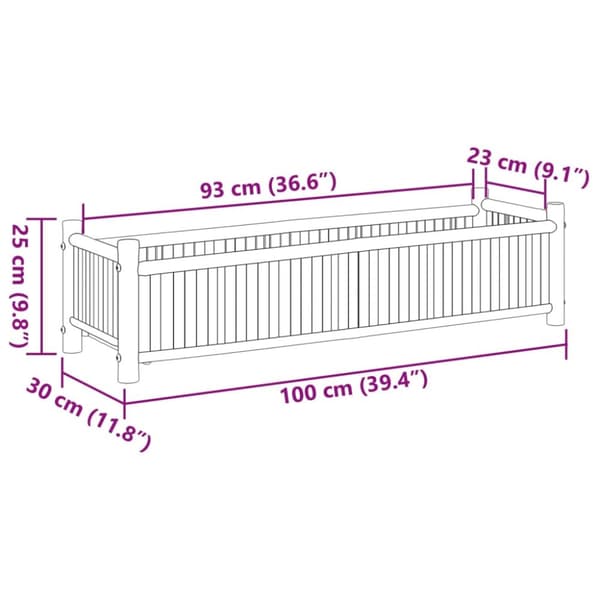 The Living Store plantekasse 100x30x25 cm bambus - Plantekrukker