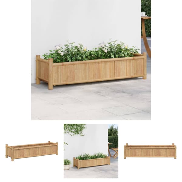 The Living Store plantekasse 100x30x25 cm bambus - Plantekrukker