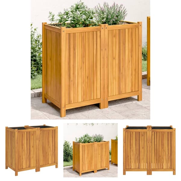 The Living Store plantekasse med for 84x42x75 cm massivt akacietræ -  Plantekrukker