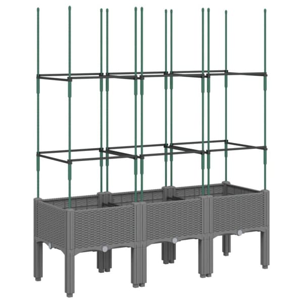 The Living Store Odlingslåda med spaljé ljusgrå 120x40x142,5 cm PP -  Krukor & odlingslådor