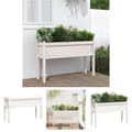 Pikkukuva 1 / 11: The Living Store Ulkokukkalaatikko jaloilla valkoinen 110x31x70 cm täysi mänty -  Kukkaruukut & istutuslaatikot