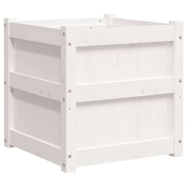 The Living Store Odlingslåda vit 50x50x50 cm massiv furu -  Krukor & odlingslådor